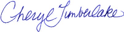 Cheryl Timberlake's signature.